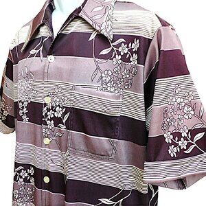 Vintage 70s Disco Shirt Joel California Dagger Collar Floral Geo Short Sleeve L